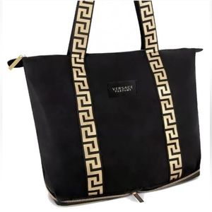 Versace Parfum Promo Black & Gold  Logo Folding Tote Travel Gym Shoulder Bag